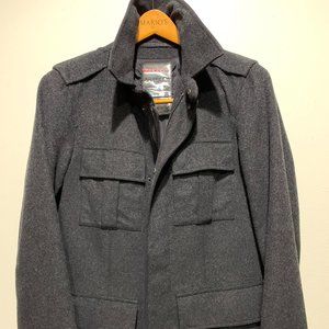 Authentic PRADA Grey Wool Military Coat Jacket